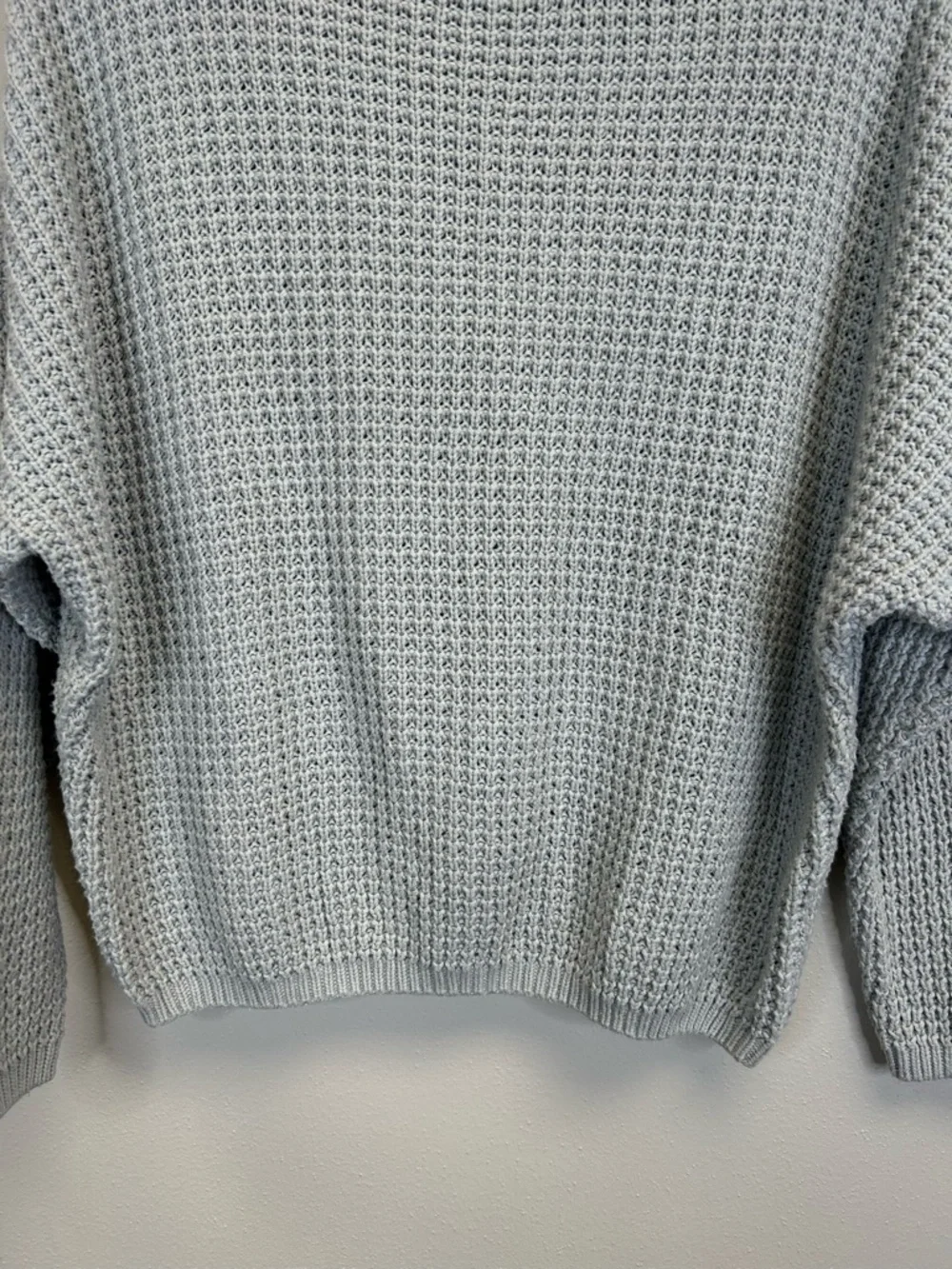 Waffle Knit Sweater Size S Doleman‎ Sleeve Comfy Minimalist Neutral Light Gray